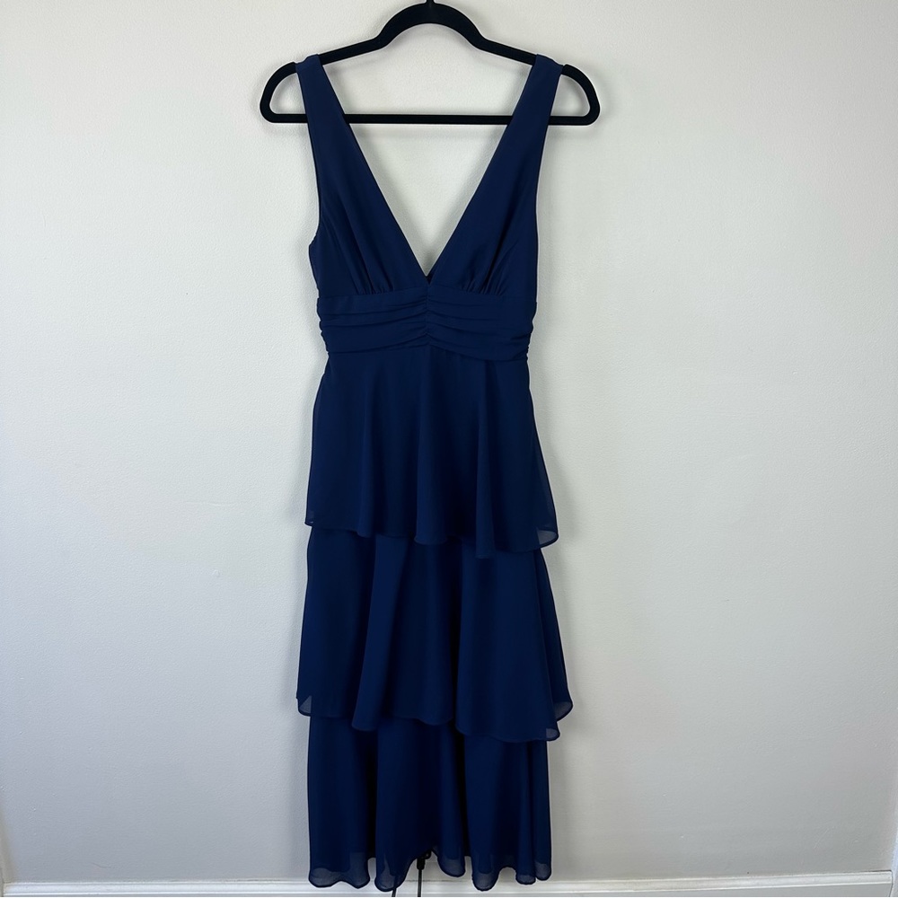 Lulu's Deep Blue Layered Midi Dress - Picture 5 of 12